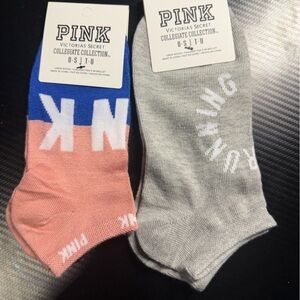 PINK Victoria's Secret Collegiate Collection Socks - Pink, Blue, and Gray